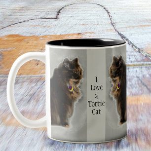I Love a Tortie Cat Feline Photographic Two-Tone Coffee Mug