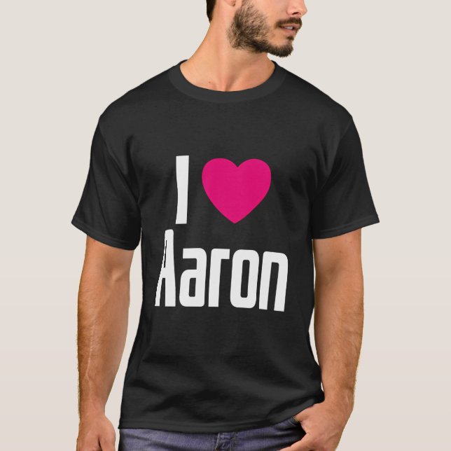 I Love Aaron Pink Heart I Heart Aaron T-Shirt (Front)