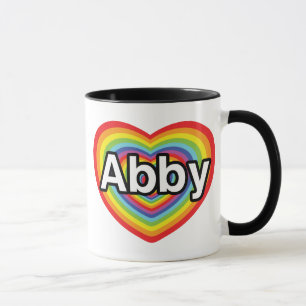I love Abby, rainbow heart Mug