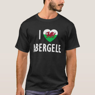 I Love Abergele Wales Flag Heart Dragon Welsh T-Shirt
