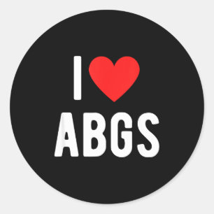 I Love Abgs Cute Heart Graphic Valentines Day  Classic Round Sticker