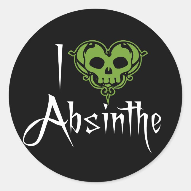 I Love Absinthe Classic Round Sticker (Front)
