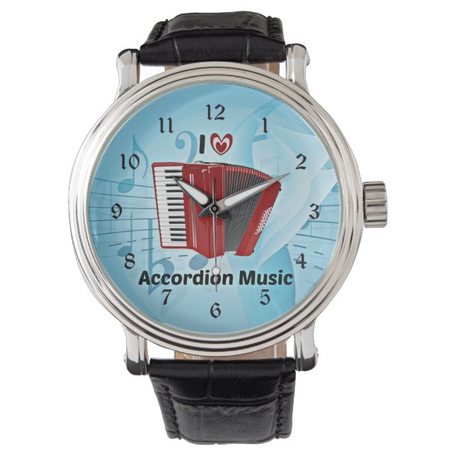 I Love Accordion Music Watch (Front)