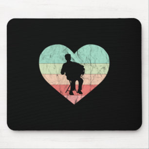 I Love Accordion Retro Vintage Heart Mouse Mat