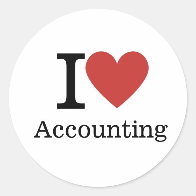 I ❤️ Love Accounting (for Employees) CUSTOMIZABLE Classic Round Sticker (Front)