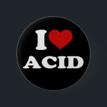 I Love Acid 6 Cm Round Badge<br><div class="desc">Acid house is a sub-genre of house music that emphasises a repetitive, hypnotic and trance-like style, often with samples or spoken lines rather than sung lyrics. Acid house's core electronic squelch sounds were developed by mid-1980s DJs from Chicago who experimented with the Roland TB-303 electronic synthesizer-sequencer. Acid house spread to...</div>