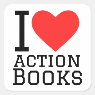 I love action books square sticker