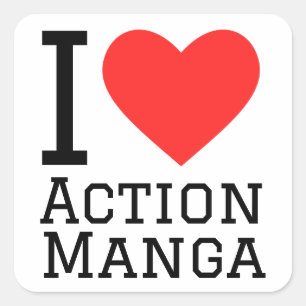 I love action manga square sticker