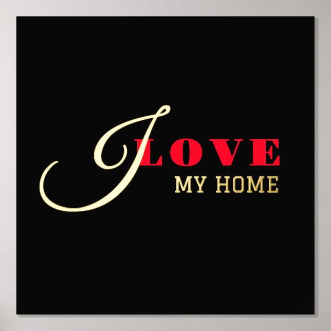 I love ( add your text) Black Valentine Gift Foil Prints (Front)