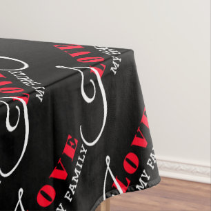 I love ( add your text) Black Valentine Gift Tablecloth
