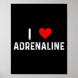I Love Adrenaline Heart Surfing Sky Diving Skiing  Poster
