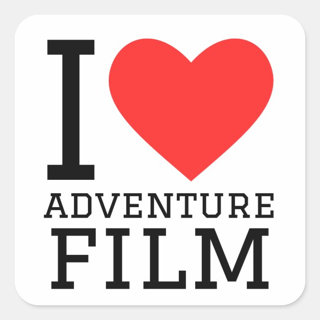 I love adventure film square sticker (Front)