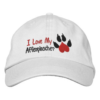 I Love Affenpinscher Dog Paw Print Embroidered Hat