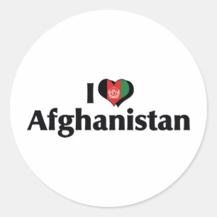 I Love Afghanistan Flag Classic Round Sticker