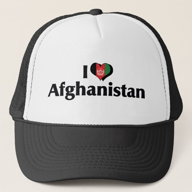 I Love Afghanistan Flag Trucker Hat (Front)
