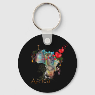 I love Africa  Classic Round Sticker Key Ring