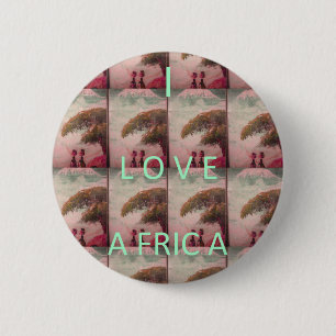 I Love Africa – Cultural Landscape Pattern 6 Cm Round Badge
