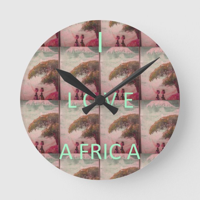 I Love Africa – Cultural Landscape Pattern Round Clock (Front)