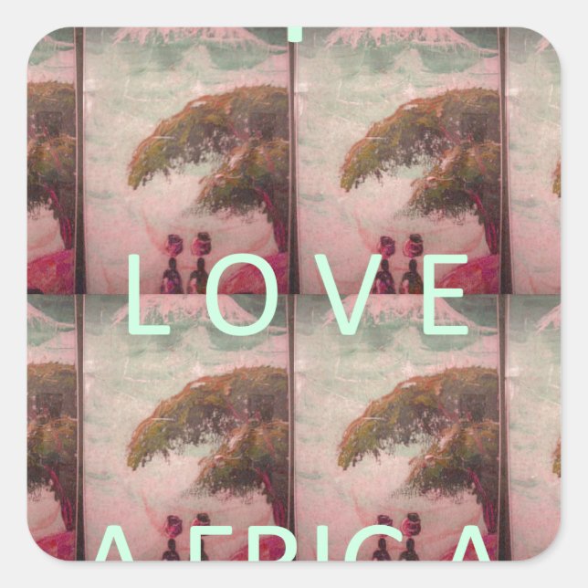 I Love Africa – Cultural Landscape Pattern Square Sticker (Front)
