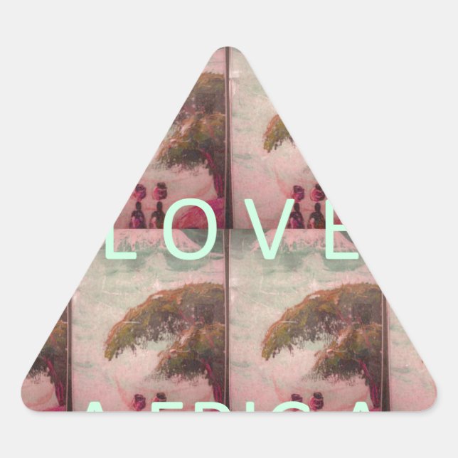 I Love Africa – Cultural Landscape Pattern Triangle Sticker (Front)