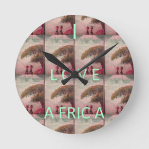 I Love Africa Hakuna Matata Kilimanjaro Mountain A Round Clock