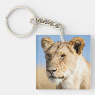 I love Africa Portrait of a lioness photo Key Ring