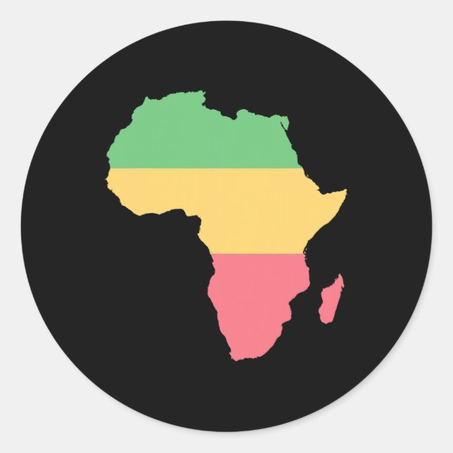 I Love Africa Rosta Coloured Continent  Classic Round Sticker (Front)
