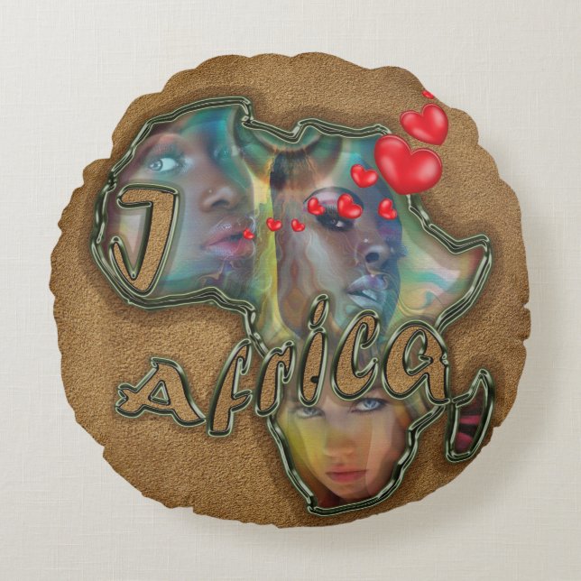 I love Africa Round Cushion (Front)
