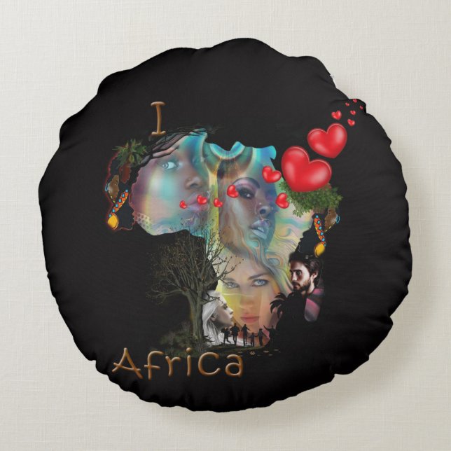 I love Africa Round Cushion (Back)