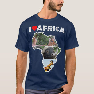 I Love Africa Wildlife Map Collage T-Shirt