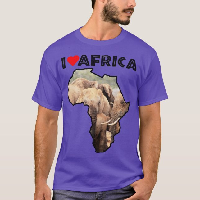 I Love Africa Wildlife Map Elephant Bodyguard T-Shirt (Front)