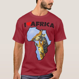I Love Africa Wildlife Map Giraffe Cuddles T-Shirt