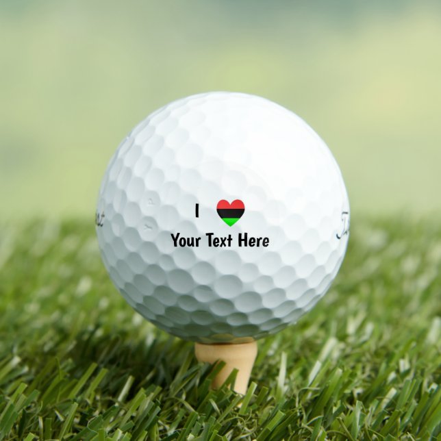 I Love (African American Flag Heart) Your Text Golf Balls (Insitu Tee)