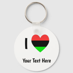 I Love (African American Flag Heart) Your Text Key Ring
