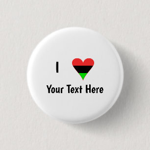 I Love (African Diaspora Heart) Personalised Text 3 Cm Round Badge