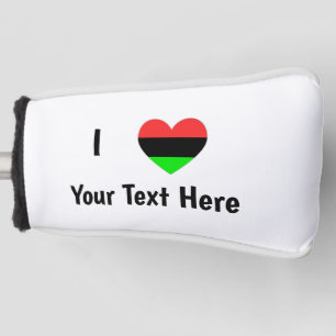 I Love (African Diaspora Heart) Personalised Text Golf Head Cover