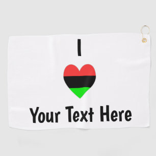I Love (African Diaspora Heart) Personalised Text Golf Towel