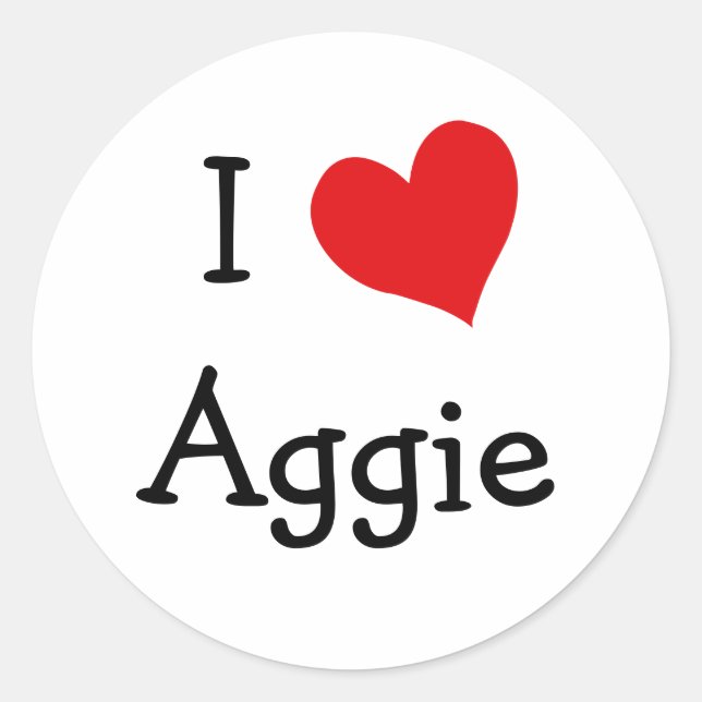 I Love Aggie Classic Round Sticker (Front)