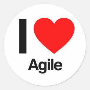 i love agile classic round sticker