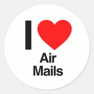 i love air mails classic round sticker