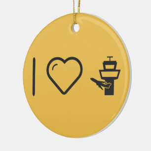 I Love Air Traffic Controls Ceramic Tree Decoration