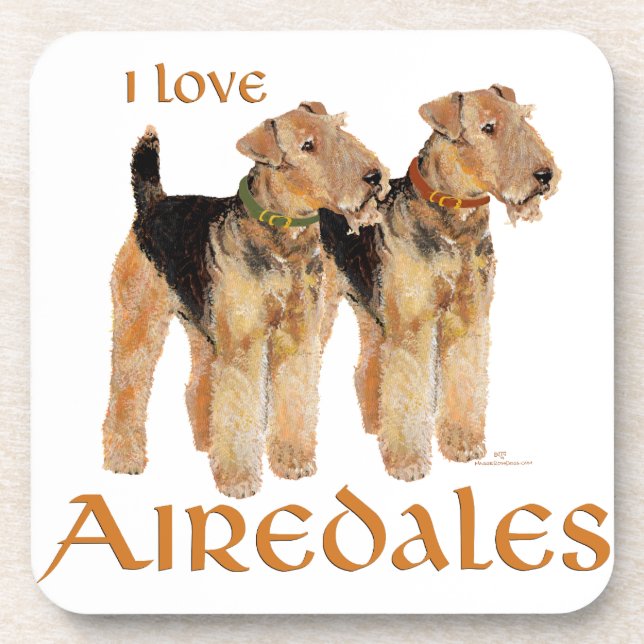 I Love Airedales Coaster (Front)