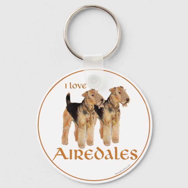 I Love Airedales Key Ring (Front)