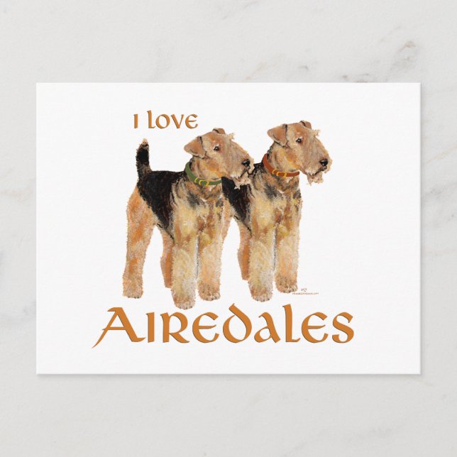 I Love Airedales Postcard (Front)
