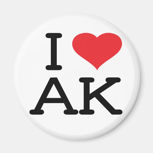 I Love AK - Heart - Round Magnet (Front)