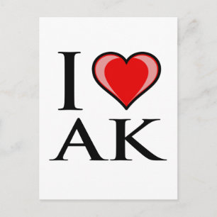I Love AK - I Love Alaska Postcard