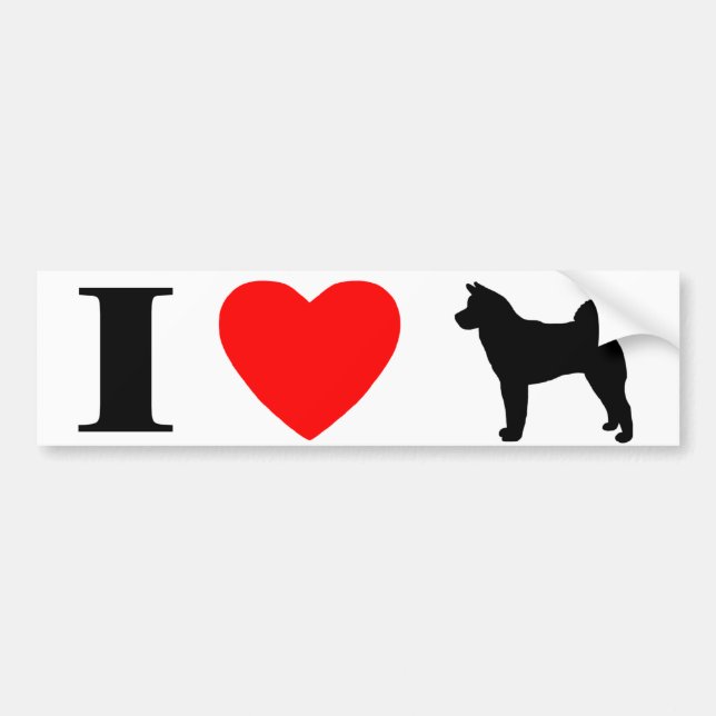 I Love Akitas Bumper Sticker (Front)