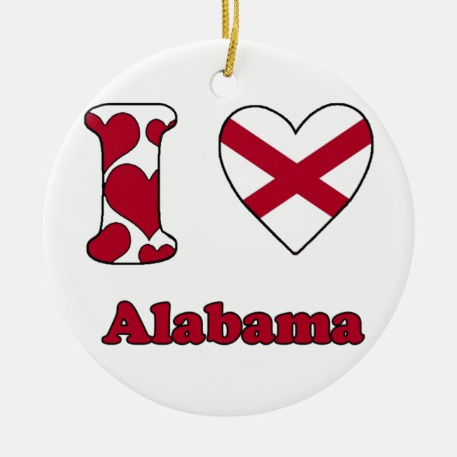 I love Alabama Ceramic Tree Decoration (Front)