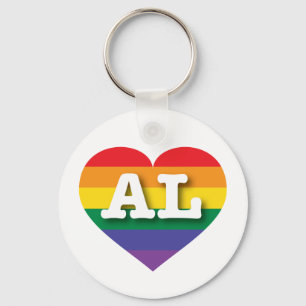 I love Alabama - Gay Pride Rainbow Heart Key Ring