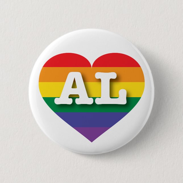 I Love Alabama Rainbow Heart 6 Cm Round Badge (Front)